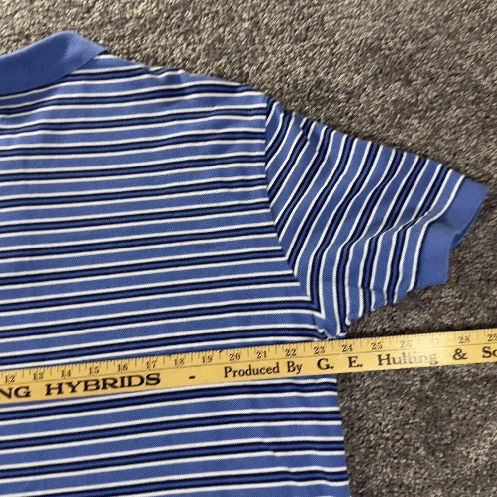Ralph Lauren Polo Shirt Mens XL Blue White Stripe Short Sleeve Golf Preppy